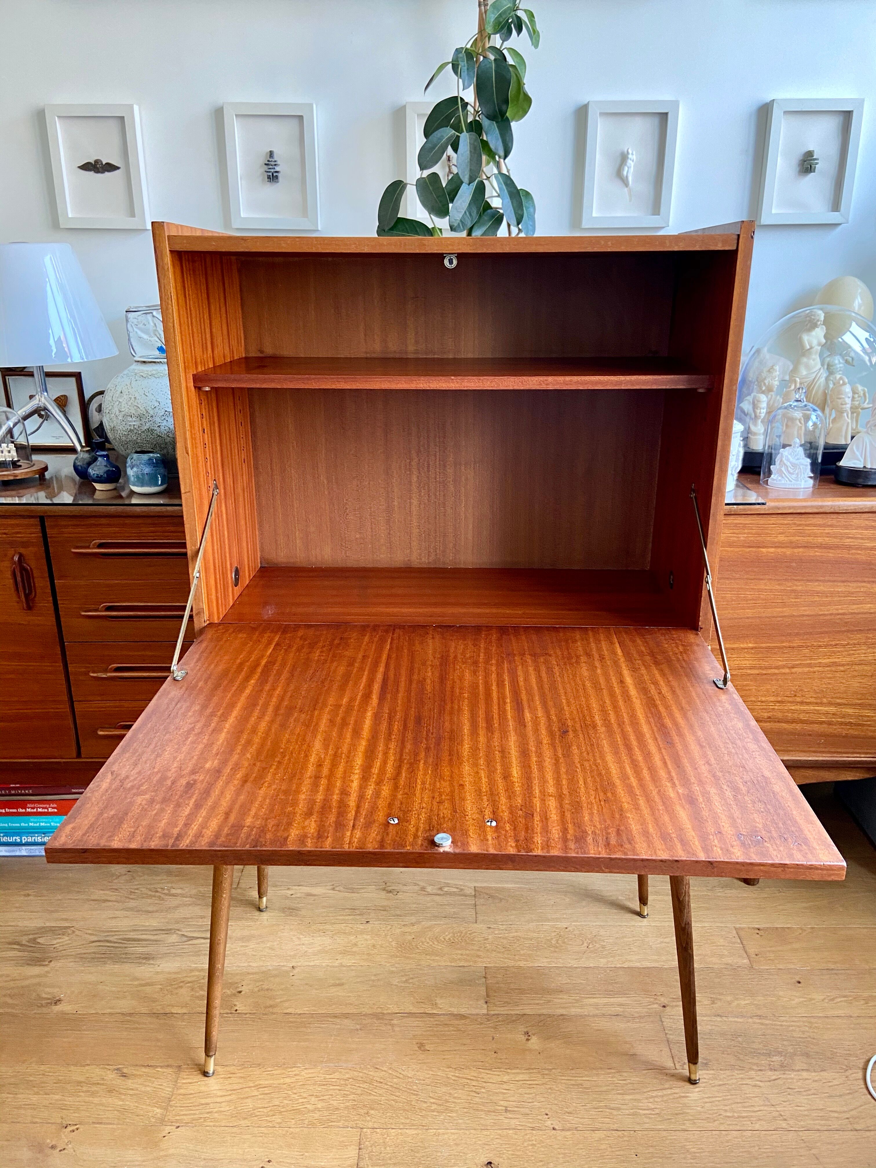 Scandinavian writing basket in wood 1960
