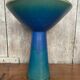 Ancien Bougeoir Coupe Céramique Bleue & Verte Scandinave Vintage