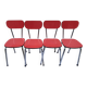 Set of 4 vintage chairs in pop red formica 1960s