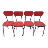 Set of 4 vintage chairs in pop red formica 1960s