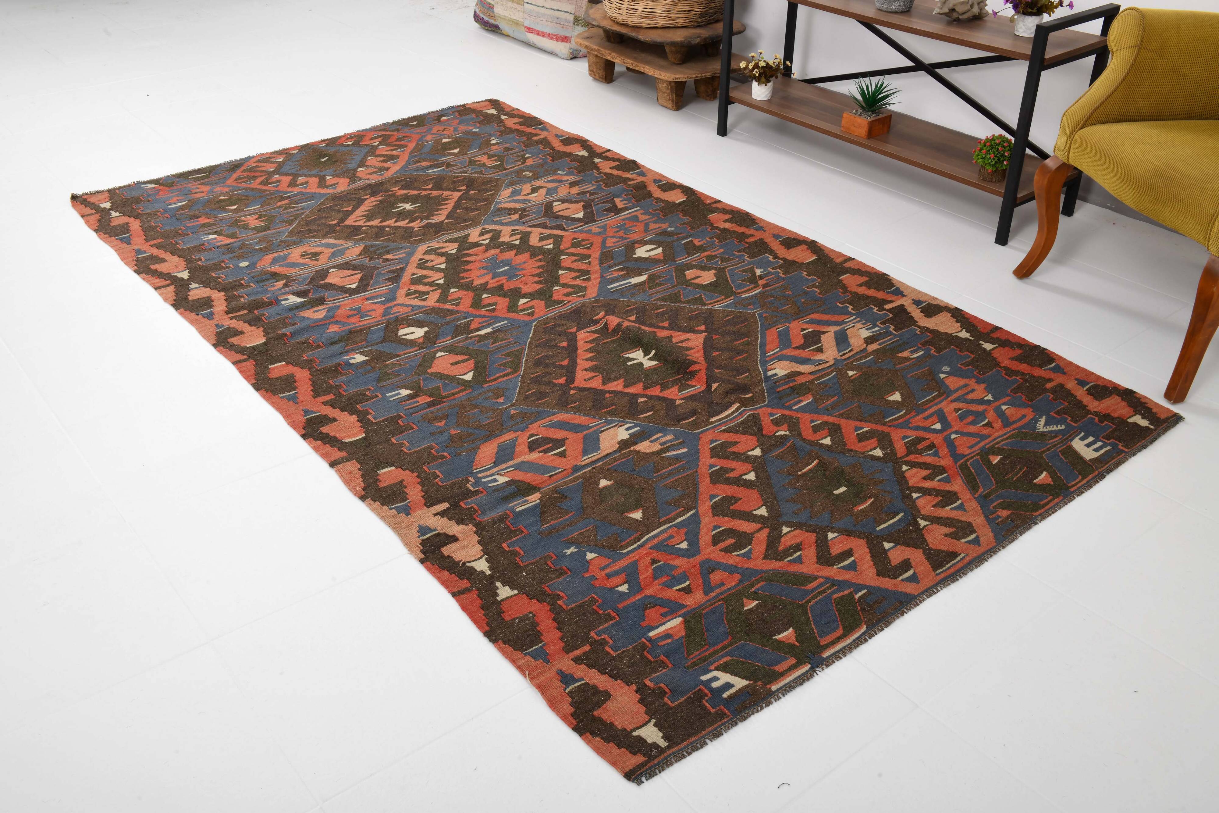 Blue & Brown Vintage Kilim Rug 158x275Cm SK 35367