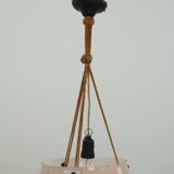 Vintage soft pink marbled glass Art Deco design pendant lamp