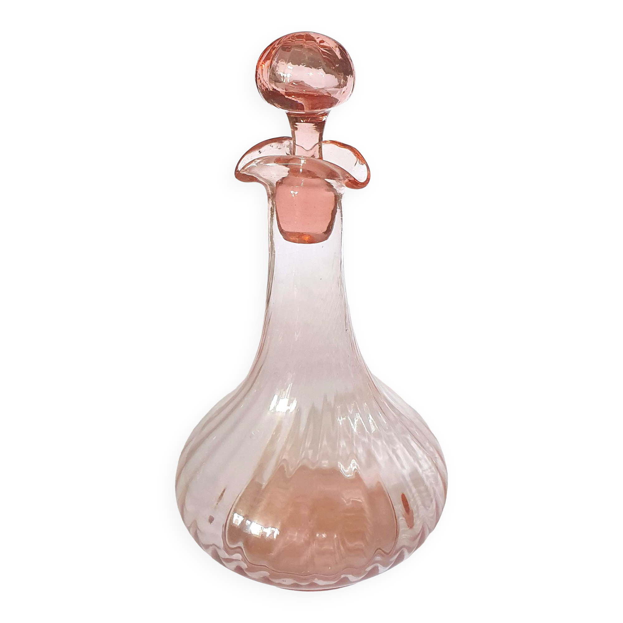 Pink glass decanter
