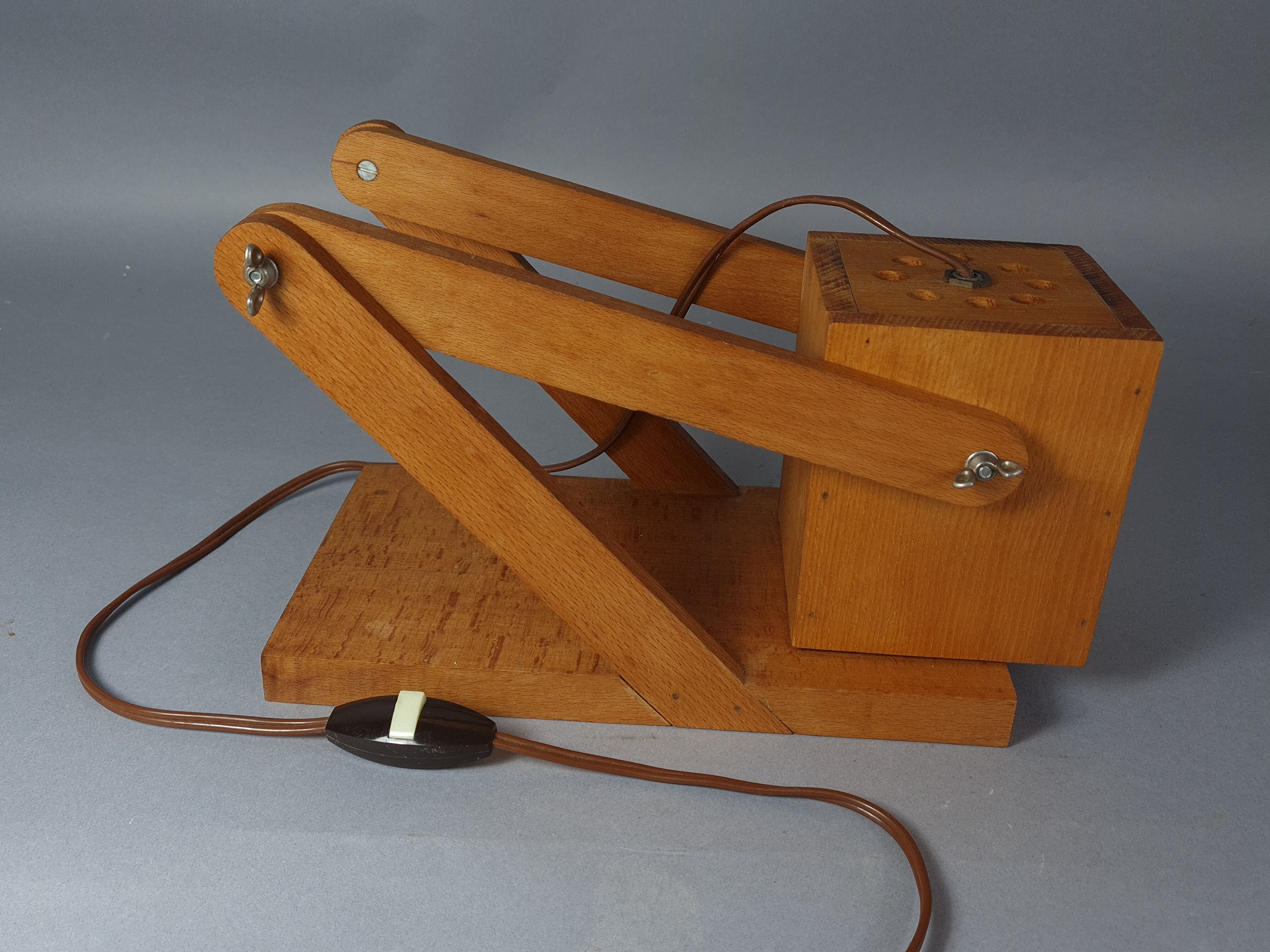 Table lamp articulated vintage wood 50-60s 40x25x14 cm SB