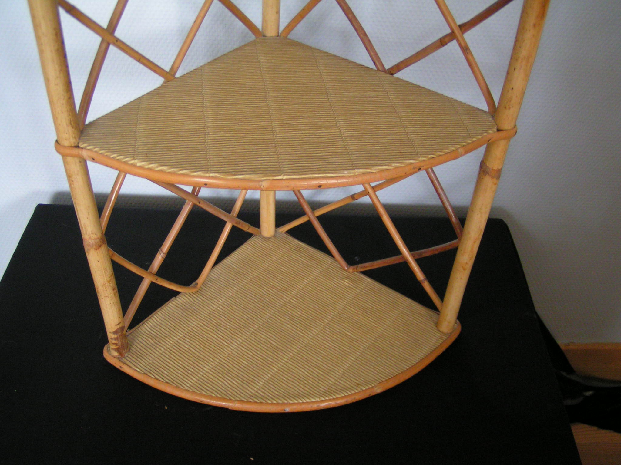 Rattan wall corner shelf