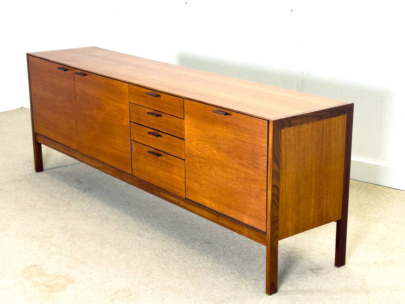Mid-Century Sideboard by Meredew (Brown Leather Handles)