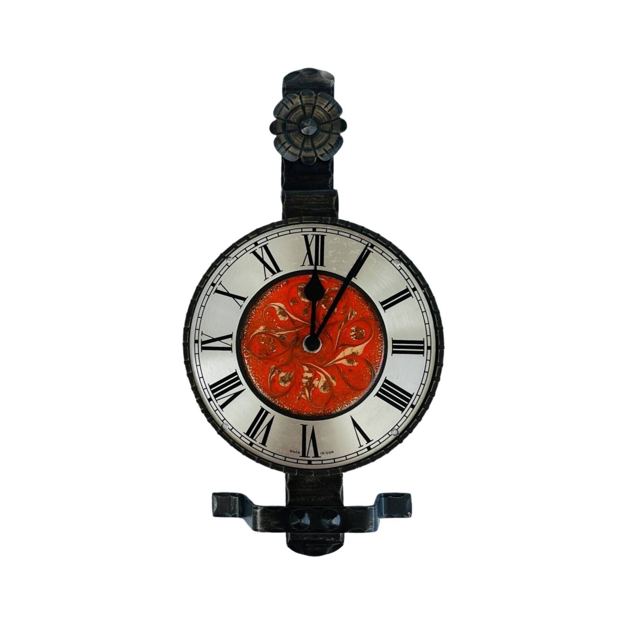 Metalwork electric wall clock VEB Elektrobau Greiz, Germany 1970s
