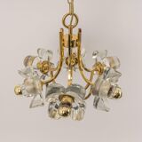 Large brass and crystal pendant light by Sische, Germany, 1970s.