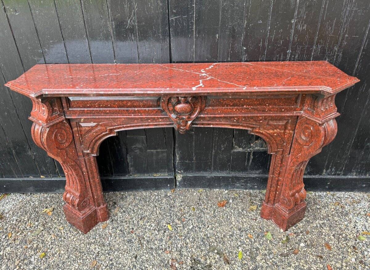 Napoleon III Fireplace in Red Griotte Marble Circa 1880