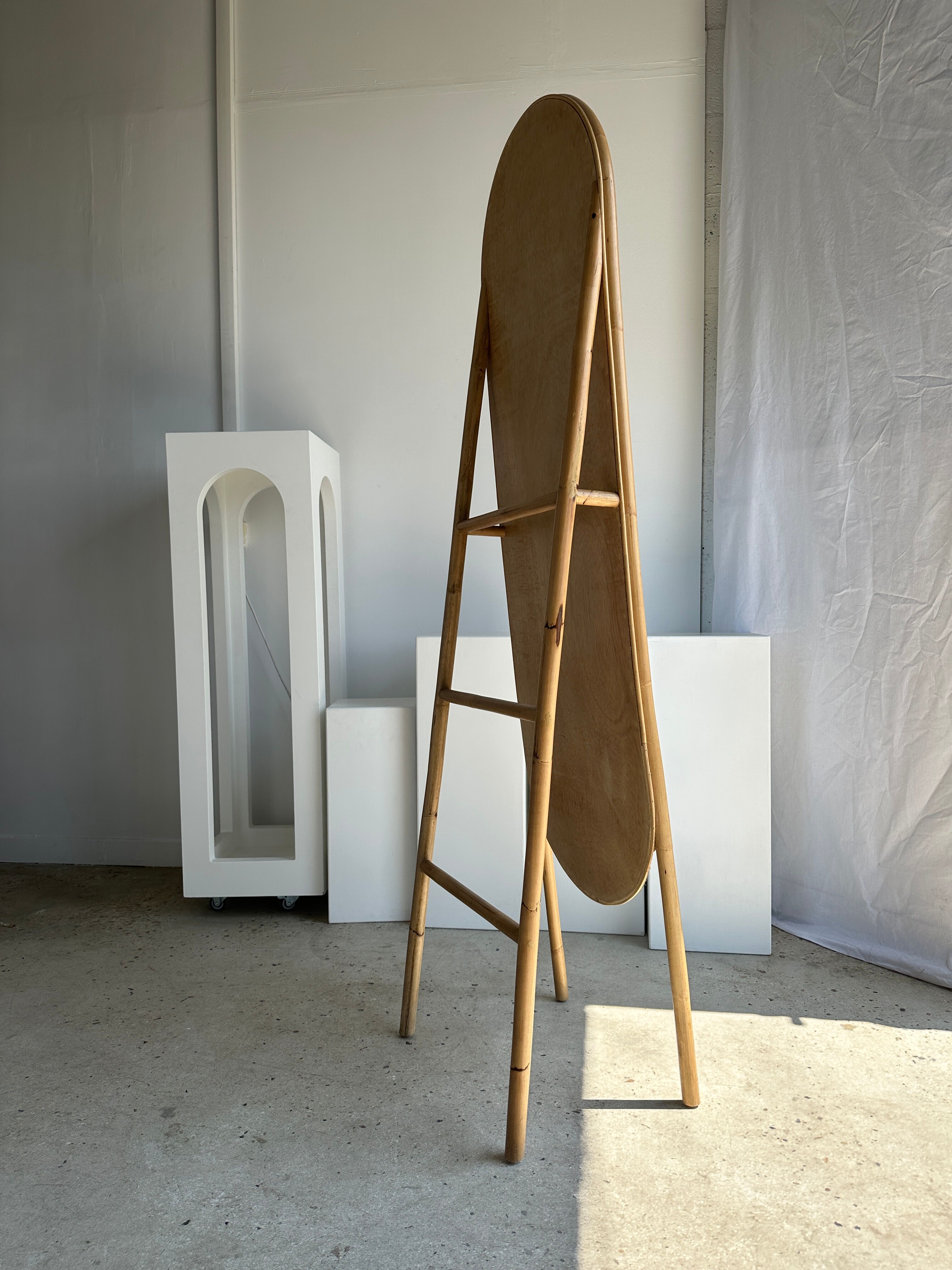 Floor mirror in bamboo and rattan H:1m80