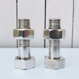 Salt shaker pepper mill silver metal bolt. vintage