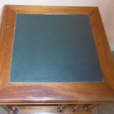 Mahogany rolling library with green leather top