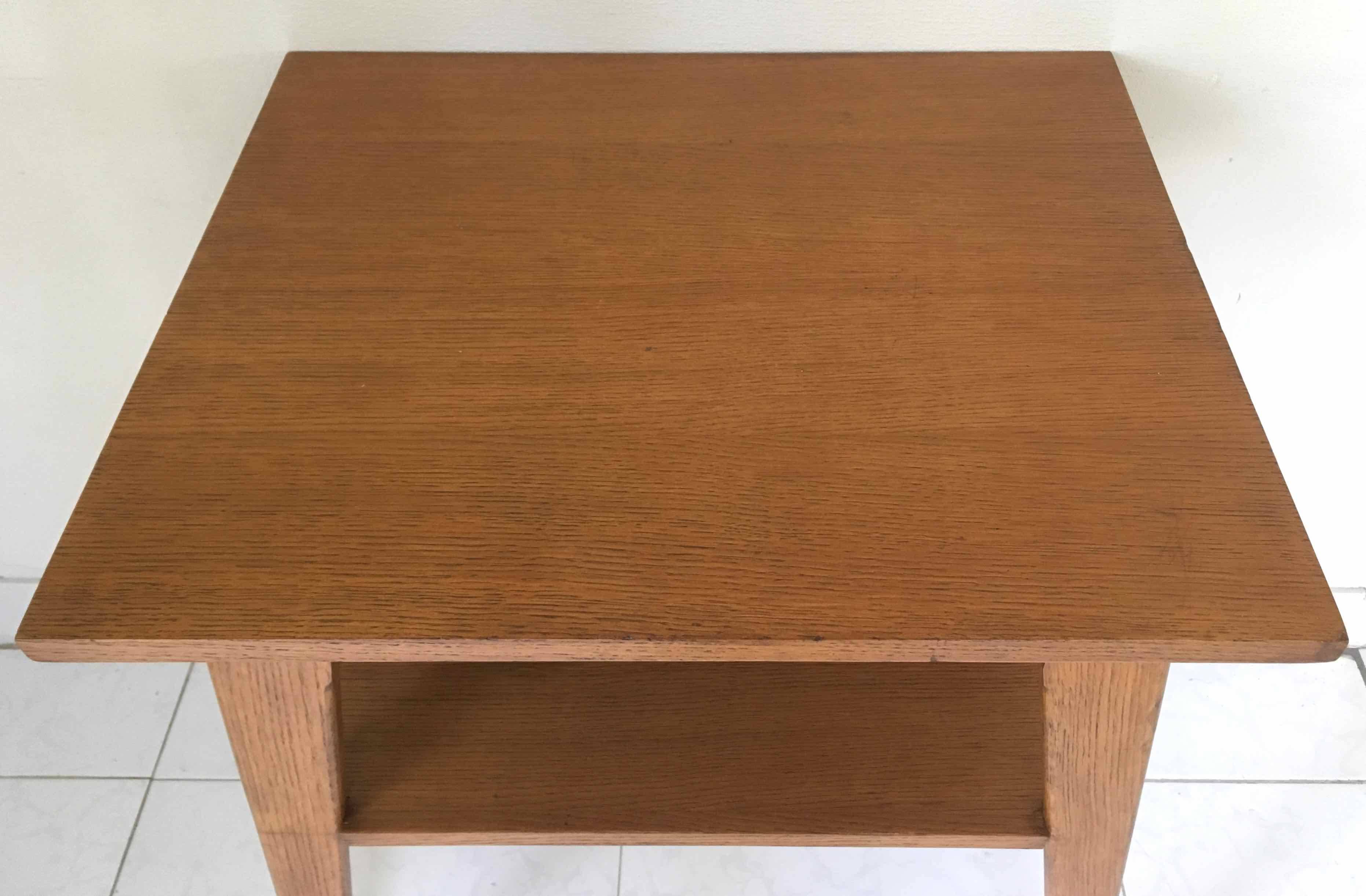 1950 compass foot pedestal table in light wood, side table, side table