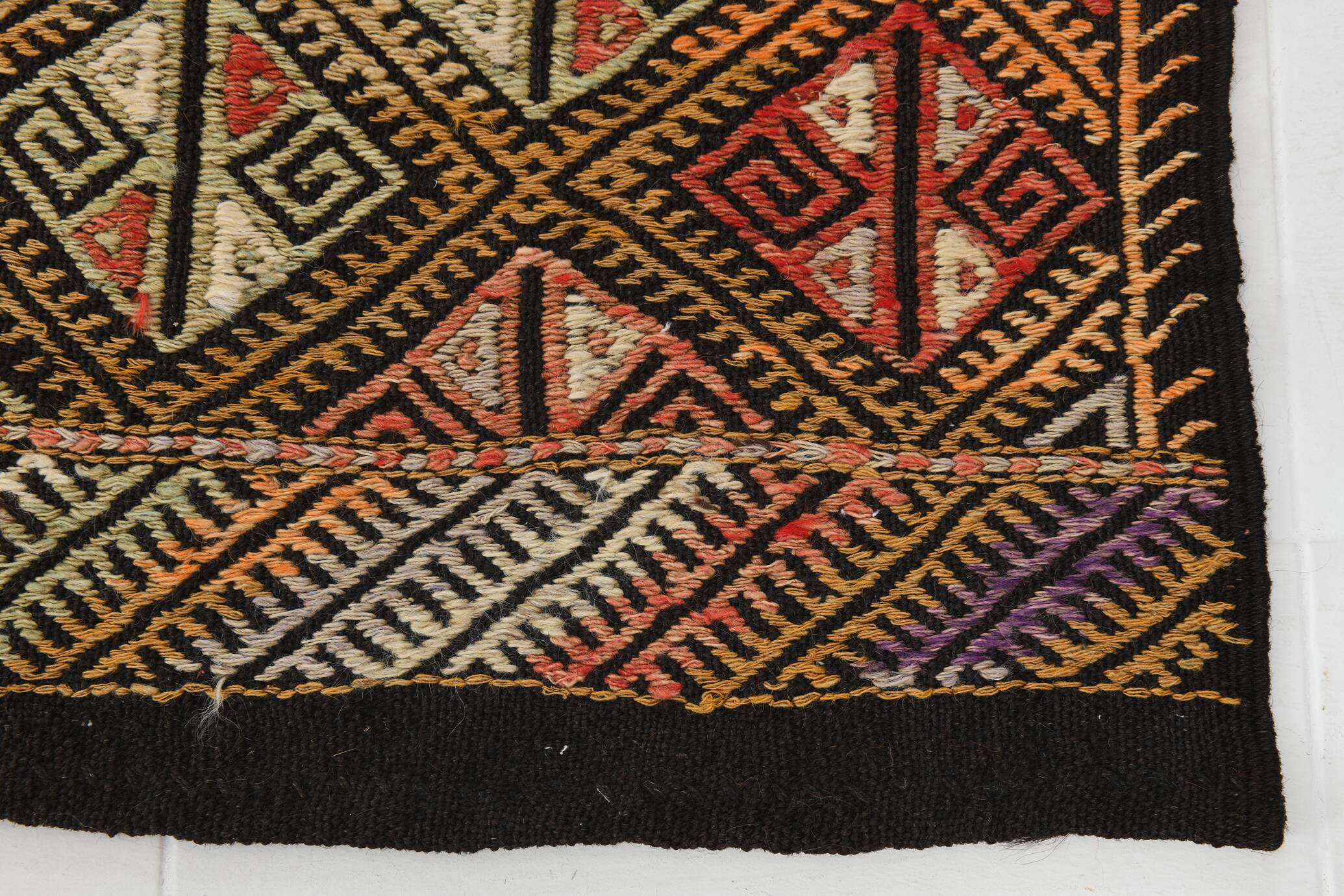 5x7 Multicolor Geometric Style Kilim Rug, Turkish Kilim, 158x218Cm