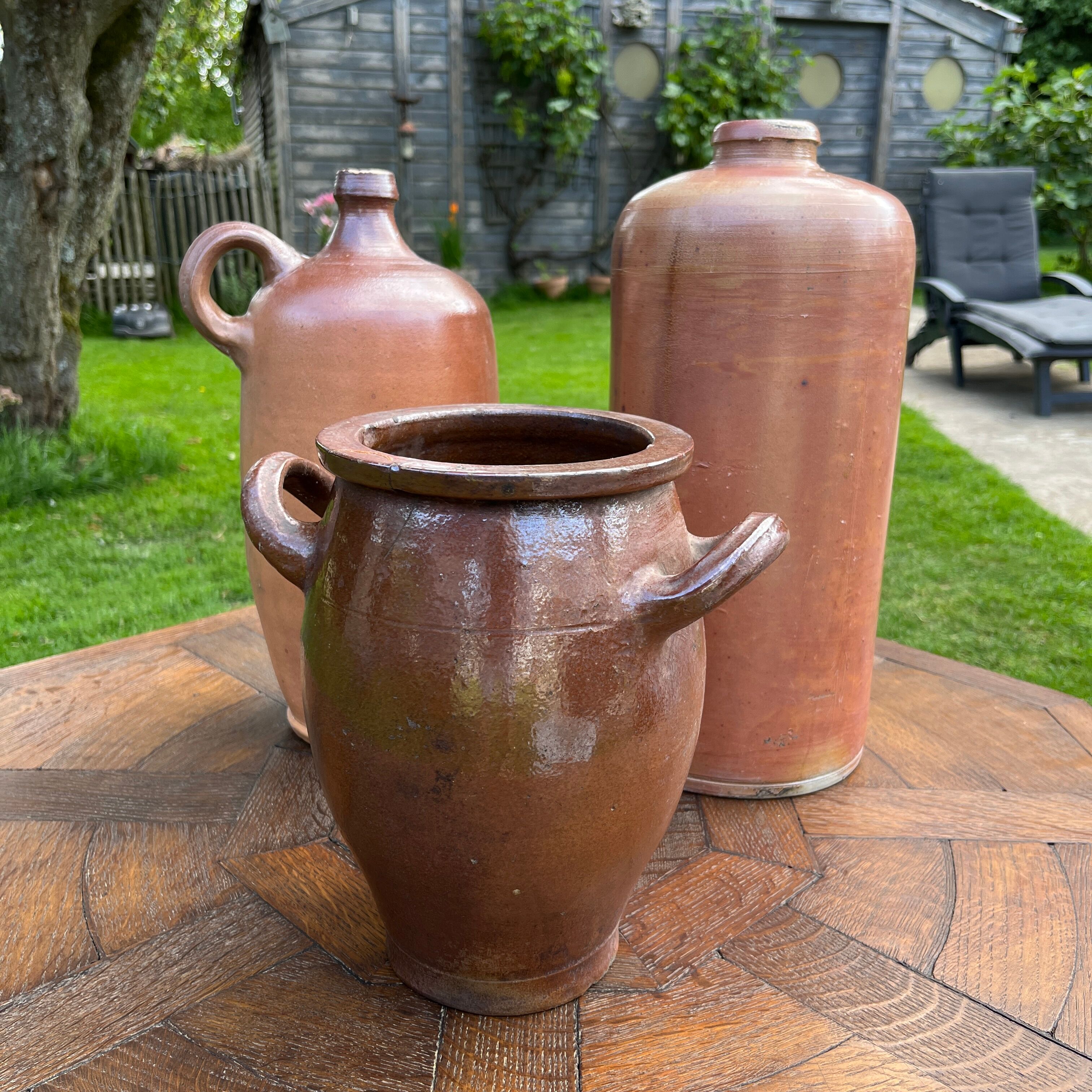 Set of 3 brown terracotta basins