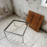 Walnut and modernist chrome coffee table