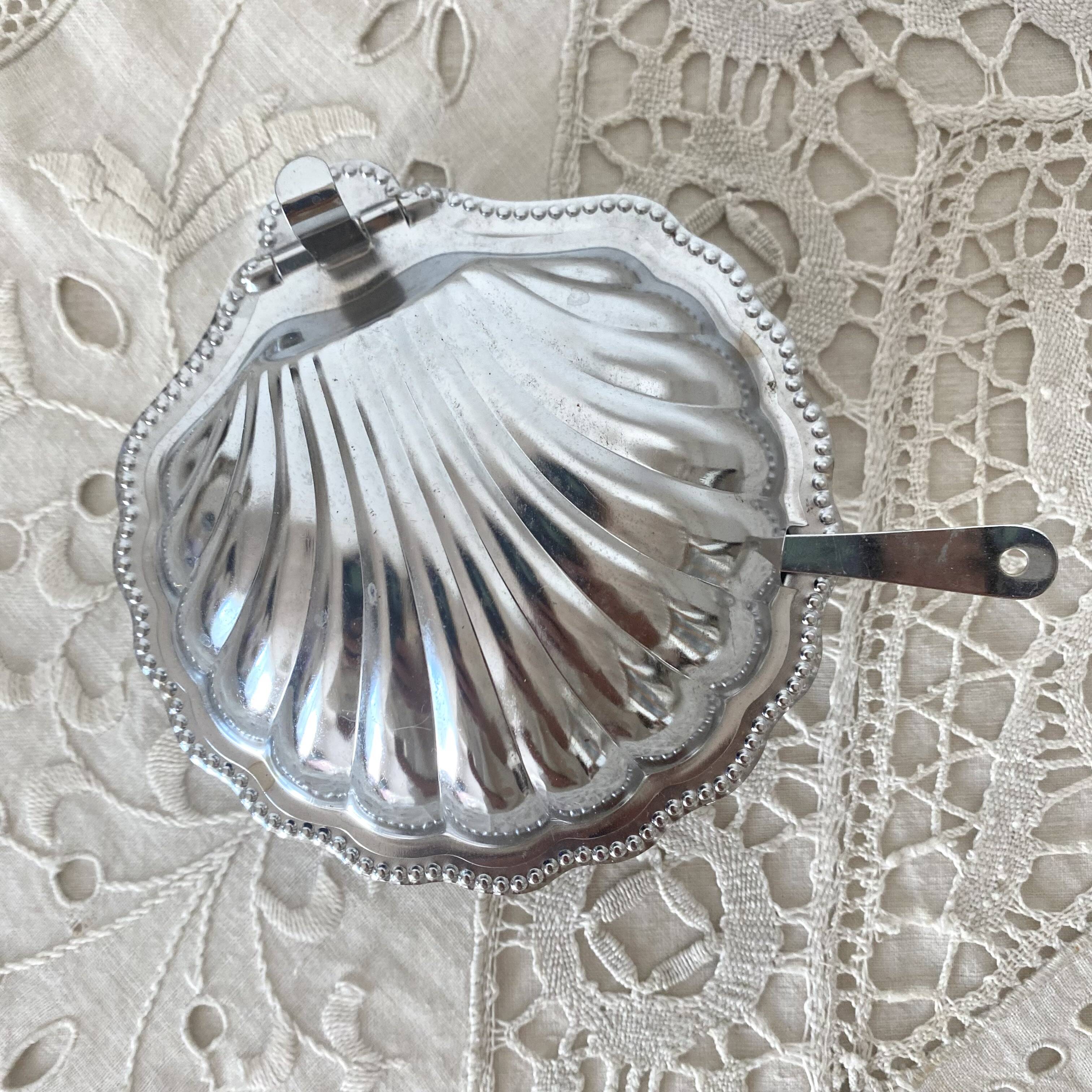 Beurrier coquillage en inox et verre