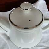 White and silver porcelain teapot