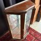 Antique English wooden display cabinet - Curved legs & 3 shelves