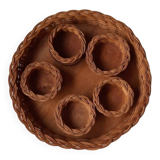 Wicker and wood tray