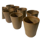 Set of 8 cups in glazed stoneware vintage Digoin 1970