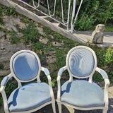 Two Louis XV style berger armchairs