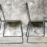 Pair of stackable metal chairs with sled feet - 1960