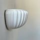 Vintage white earthenware wall lamp, shell, France 1970