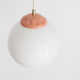 Vintage pendant lamp from milkglass lampshade with pink detail