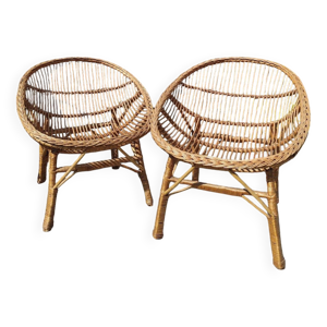 paire de fauteuils en - osier