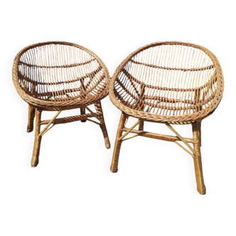 Pair of wicker armchairs
