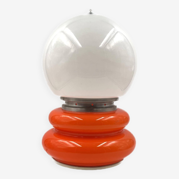 Carlo Nason, Lampe de table en verre de Murano orange Space Age, AV Mazzega, années 1970