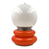 Carlo Nason, Lampe de table en verre de Murano orange Space Age, AV Mazzega, années 1970