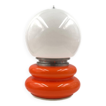 Carlo Nason, Lampe de table en verre de Murano orange Space Age, AV Mazzega, années 1970