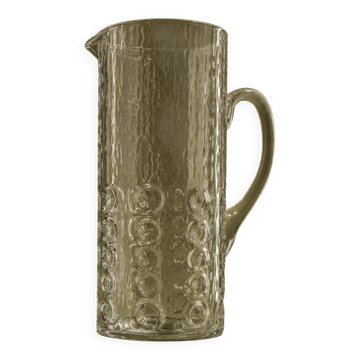 Vintage glass bubble-blown jug from the 1970s.