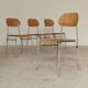 Set of 4 metal and wood school chairs, former Czechoslovakia, 1960.