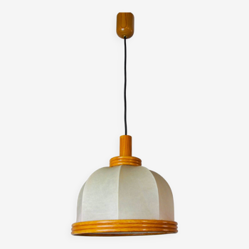 "Cocoon" pendant light, resin and pine, Italy, 1970