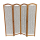 Paravent bois et tissu 4 panneaux