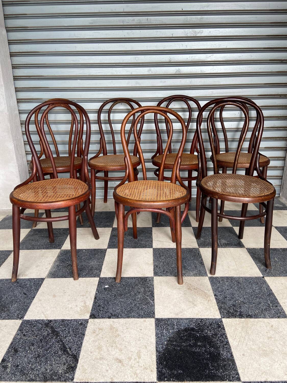 Set of 7 Thonet bistro chairs