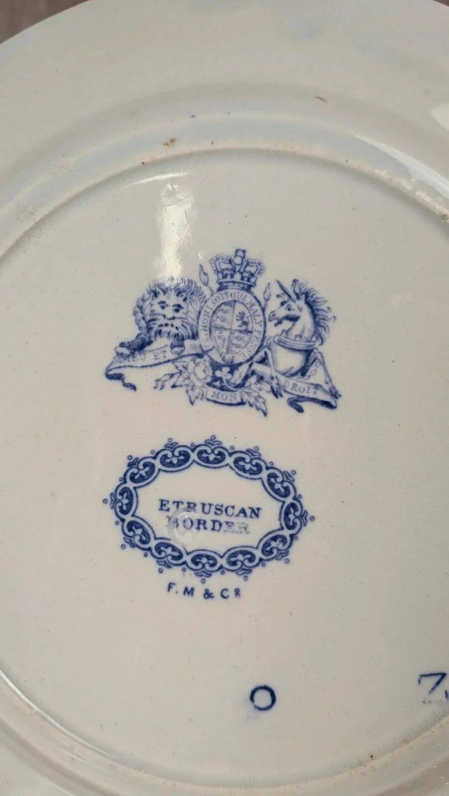 Set of 4 antique English plates – Etruscan Border model