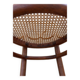 Thonet high bar chair in curved wood and cane