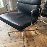 EA208 armchair in dark gray/asphalt Soft Pad leather by Charles & Ray Eames, Vitra for H. Miller