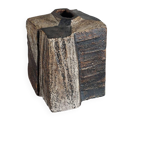 Rare cubist-painted artistic ceramic vase by Gerhard Liebenthron.