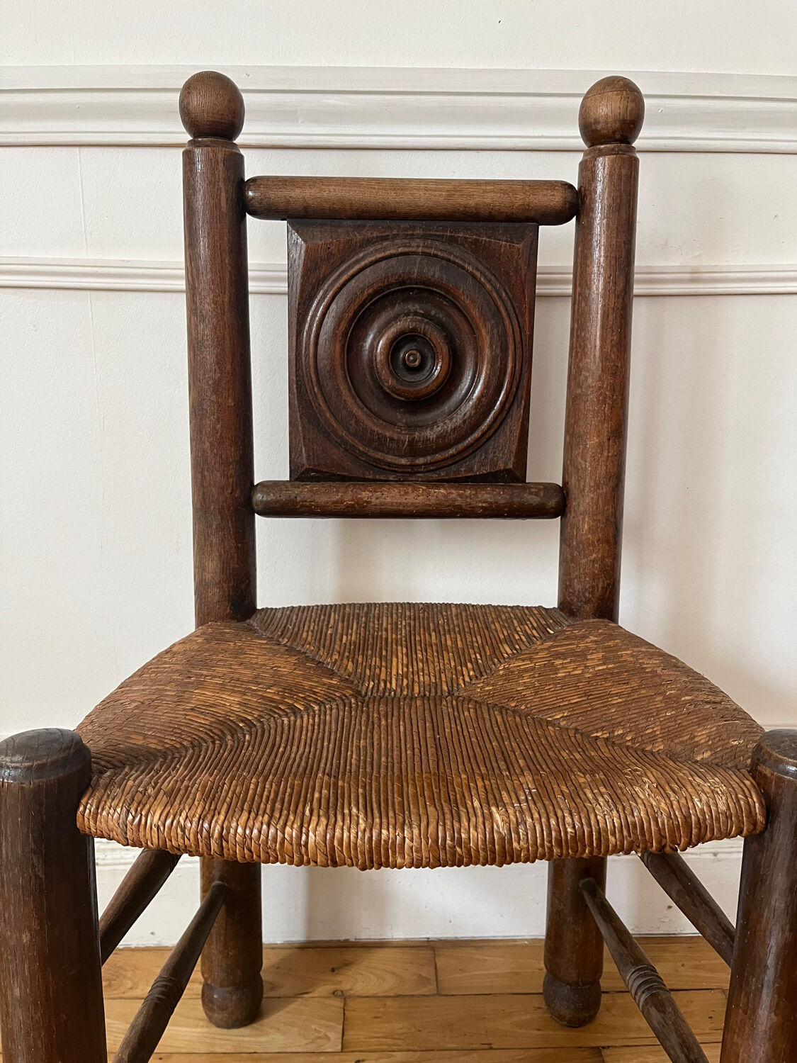 Chaise paillée bois tourné