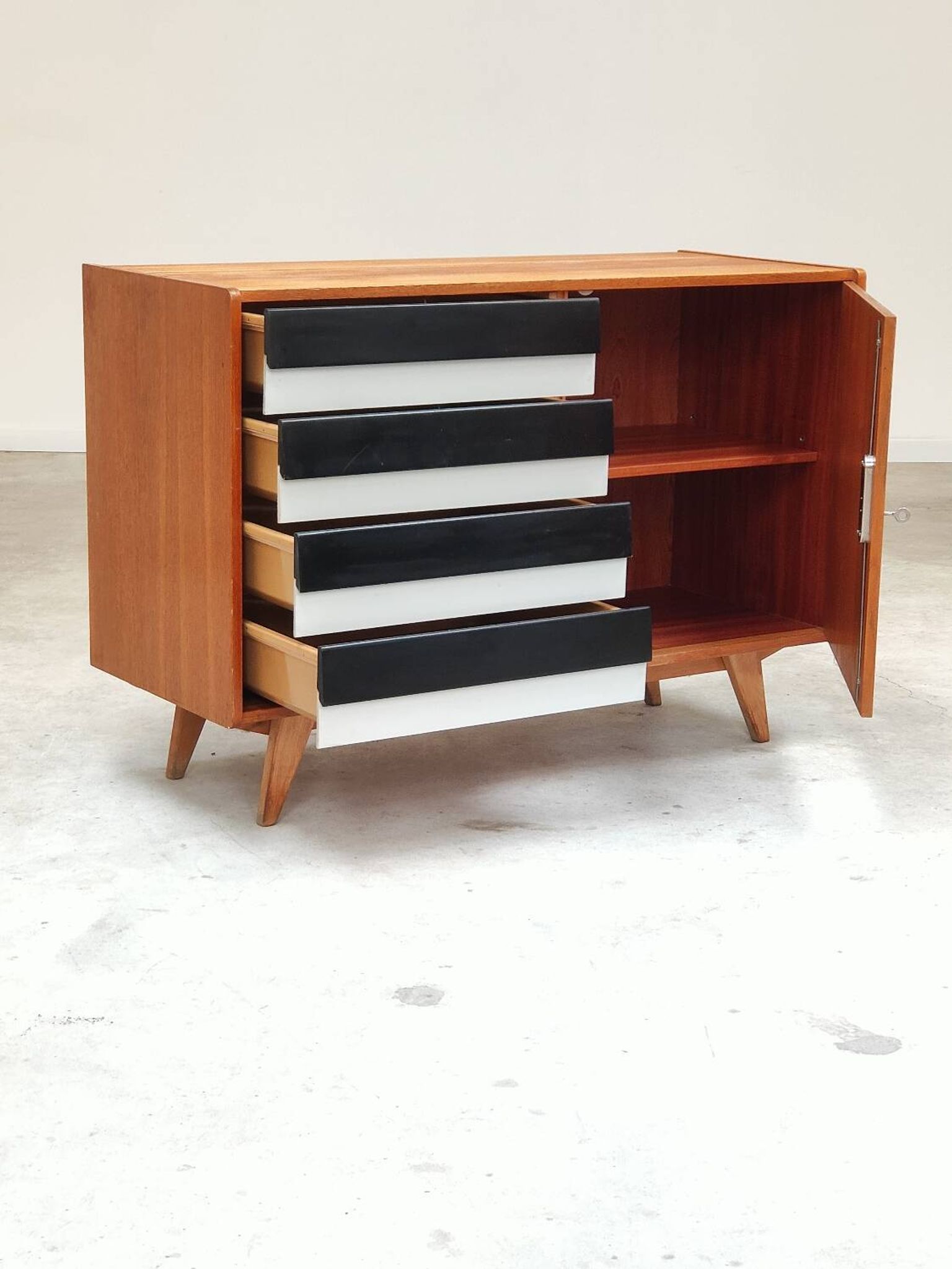 U-458 black and white sideboard by Jiri Jiroutek for Interier Praha