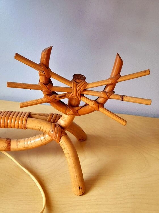 1960s rattan cat lamp