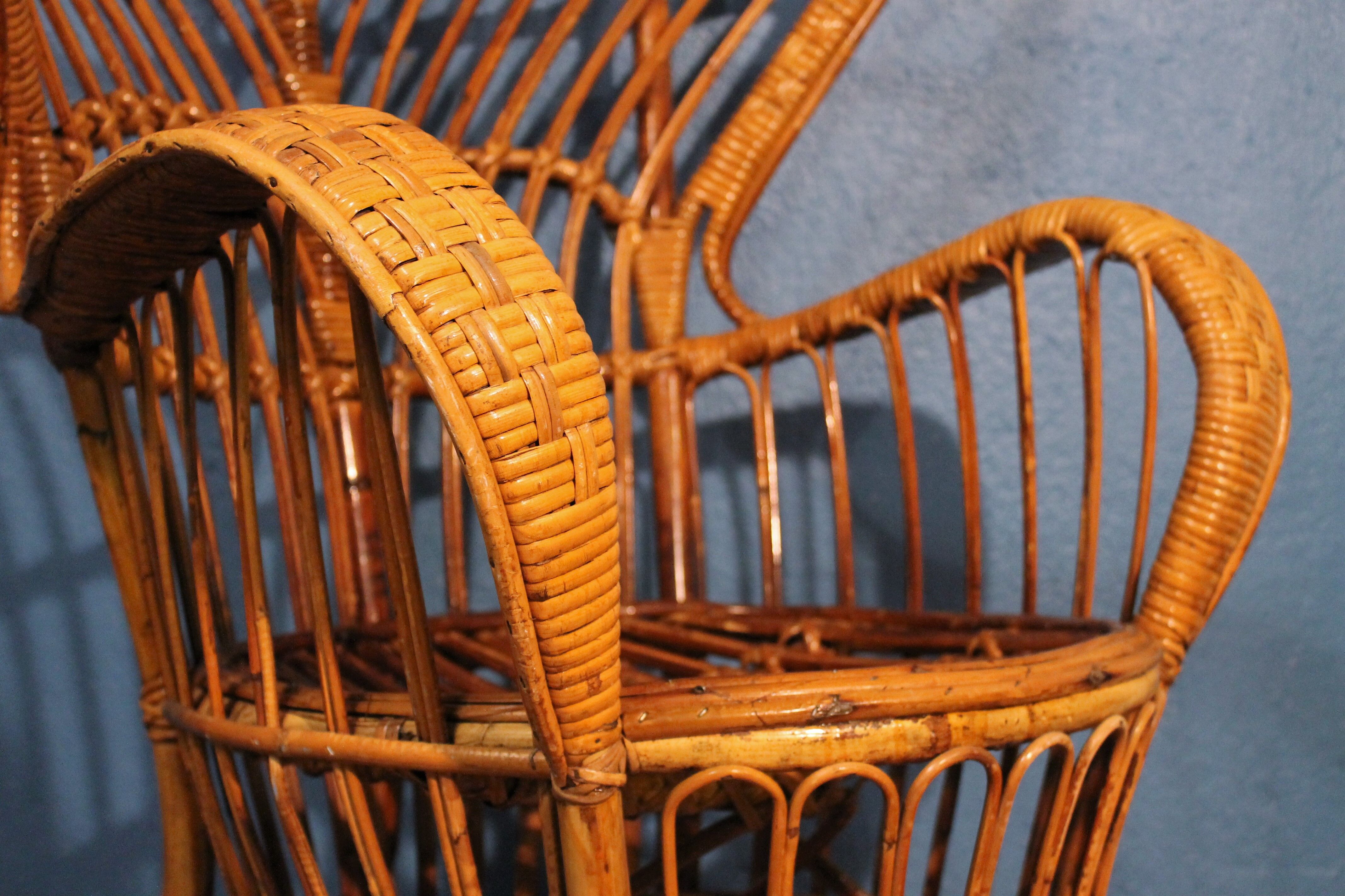 Rattan armchair by Gio Ponti & Lio Carminati Bonacinati edition 1950