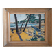 Vintage painting beach scene