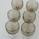 6 champagne glasses in brown and transparent glass vintage 1970