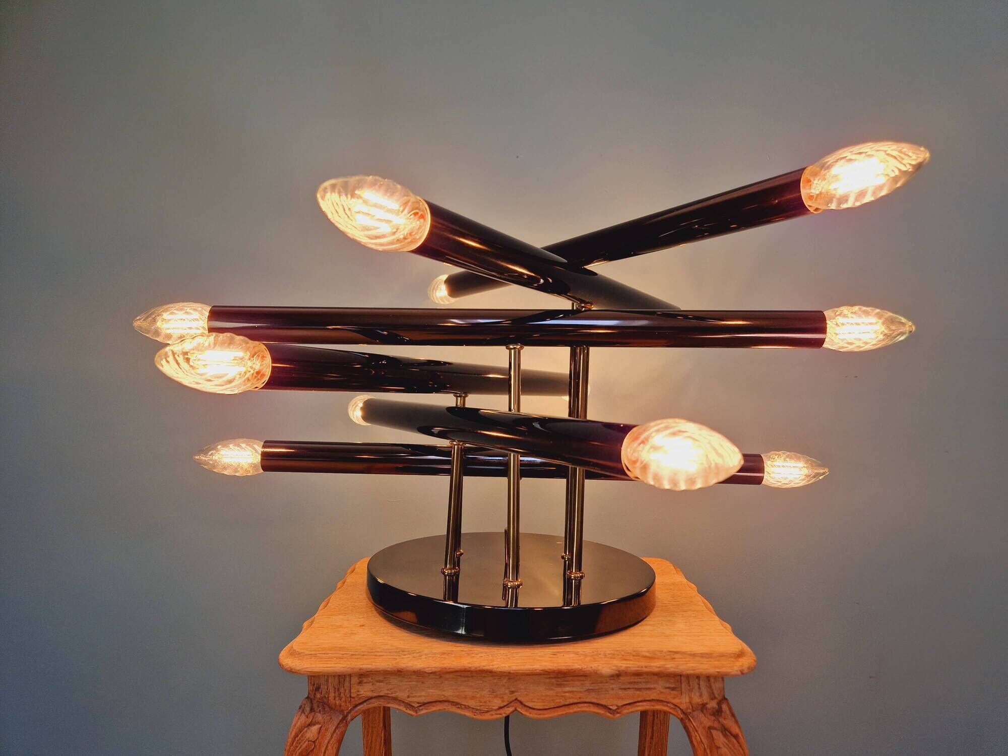Vintage ceiling light in smoked chrome metal, Sciolari, 1970s